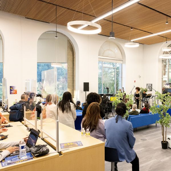 A group of people at a ceremony